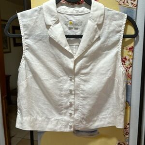 Boden Linen Sleeveless Crop Top